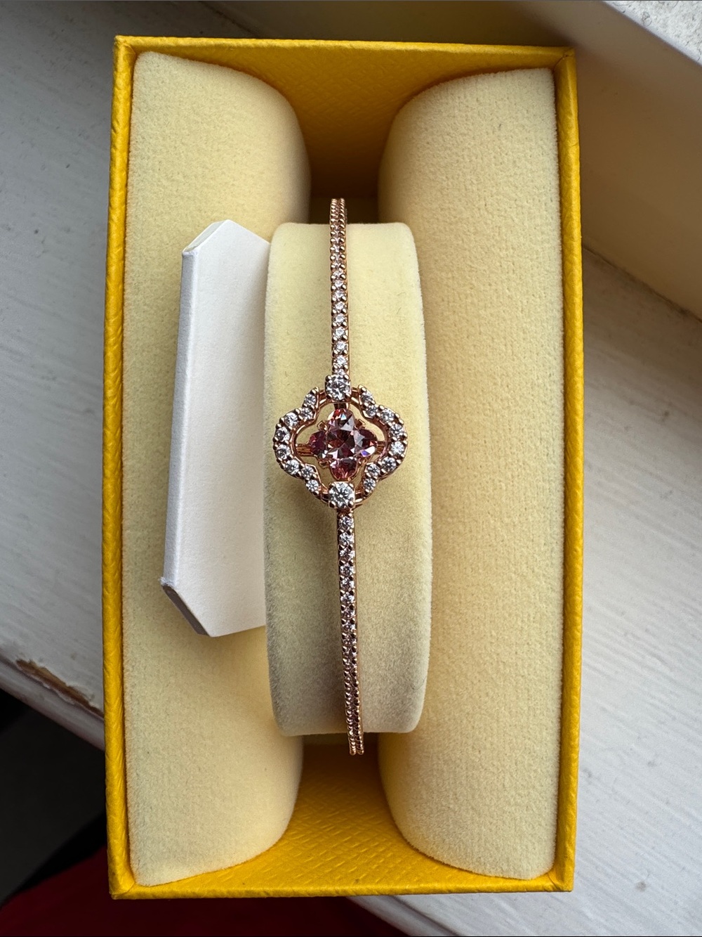 Swarovski Rose Gold Pink Crystal Halo Bracelet - Women Jewelry